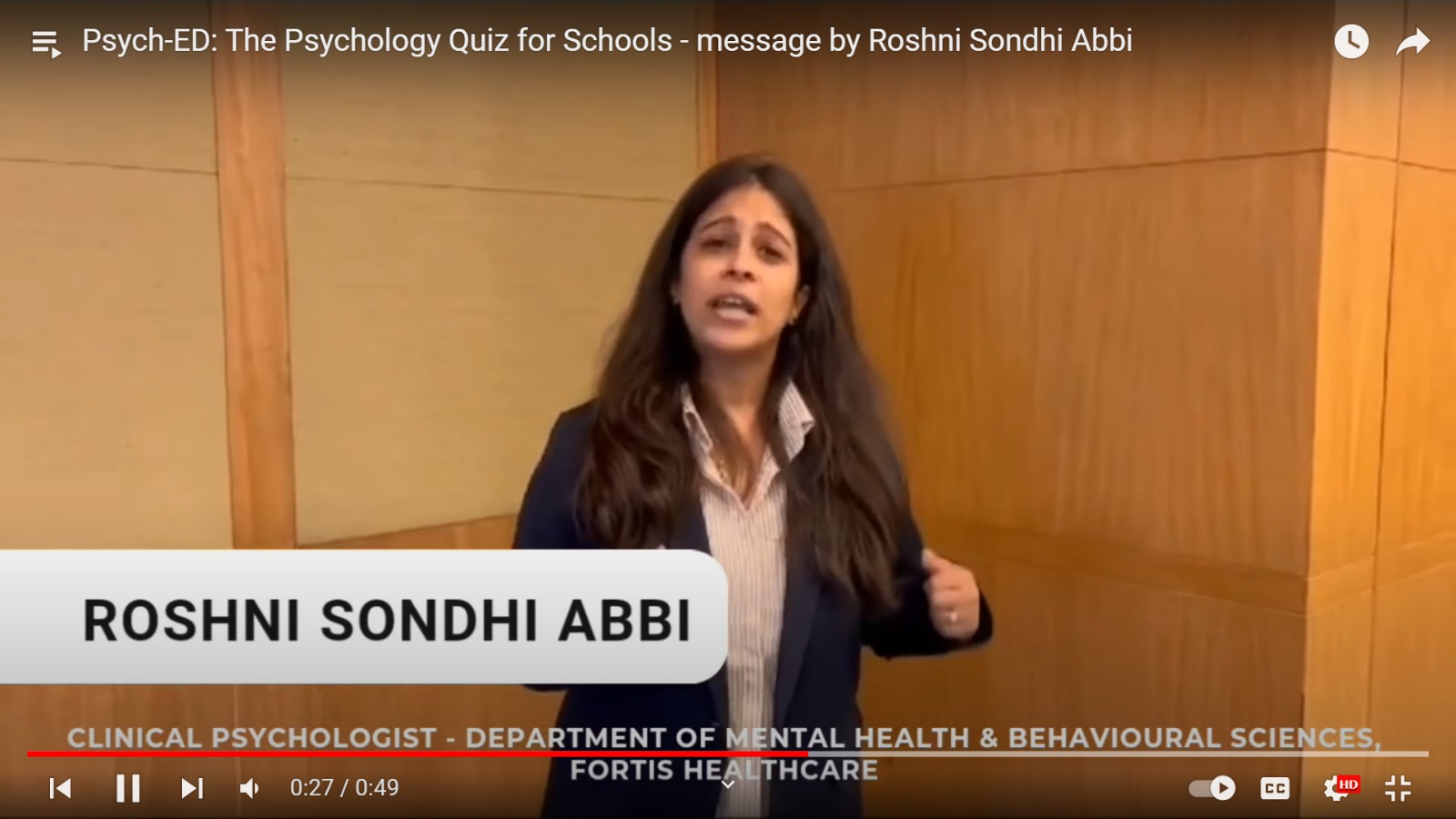 Psych-ED: The Psychology Quiz for Schools - message by Roshni Sondhi Abbi